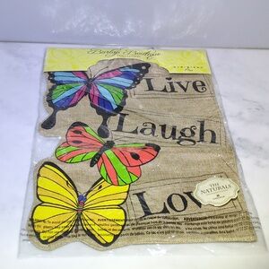 Burlap Boutique Colorful Butterfly Burlap Flag